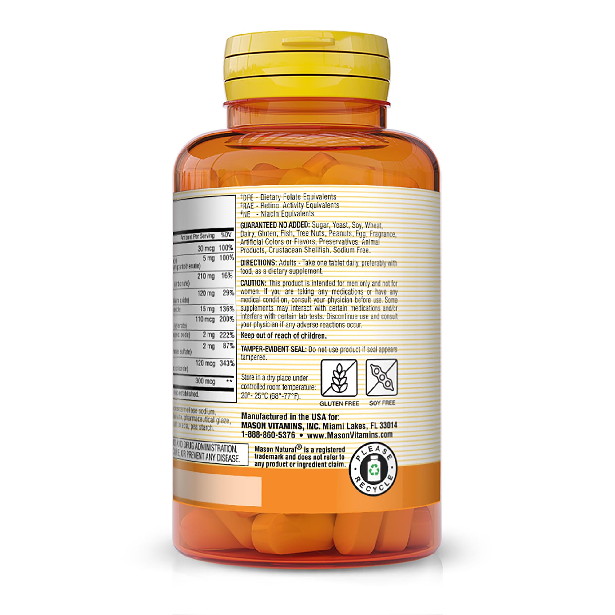 Close-up of Mason Natural tablets for daily supplementation