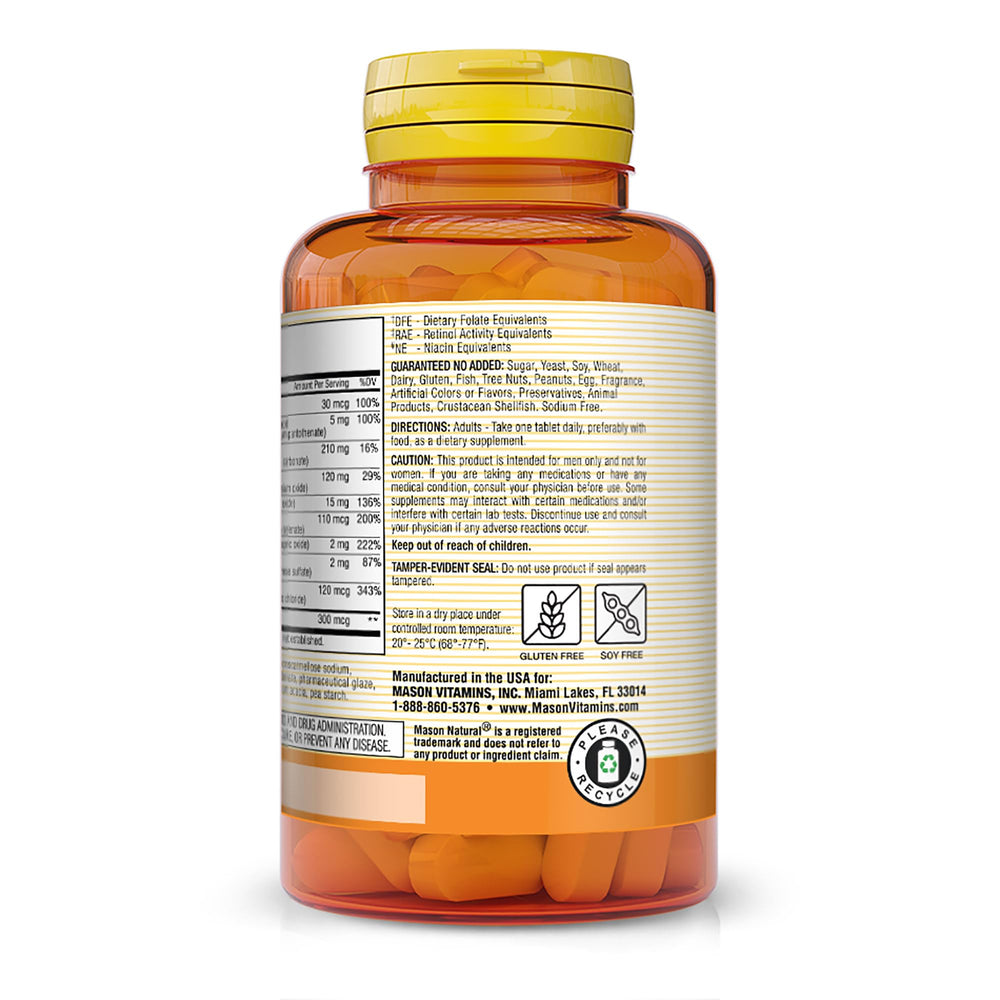 Close-up of Mason Natural tablets for daily supplementation