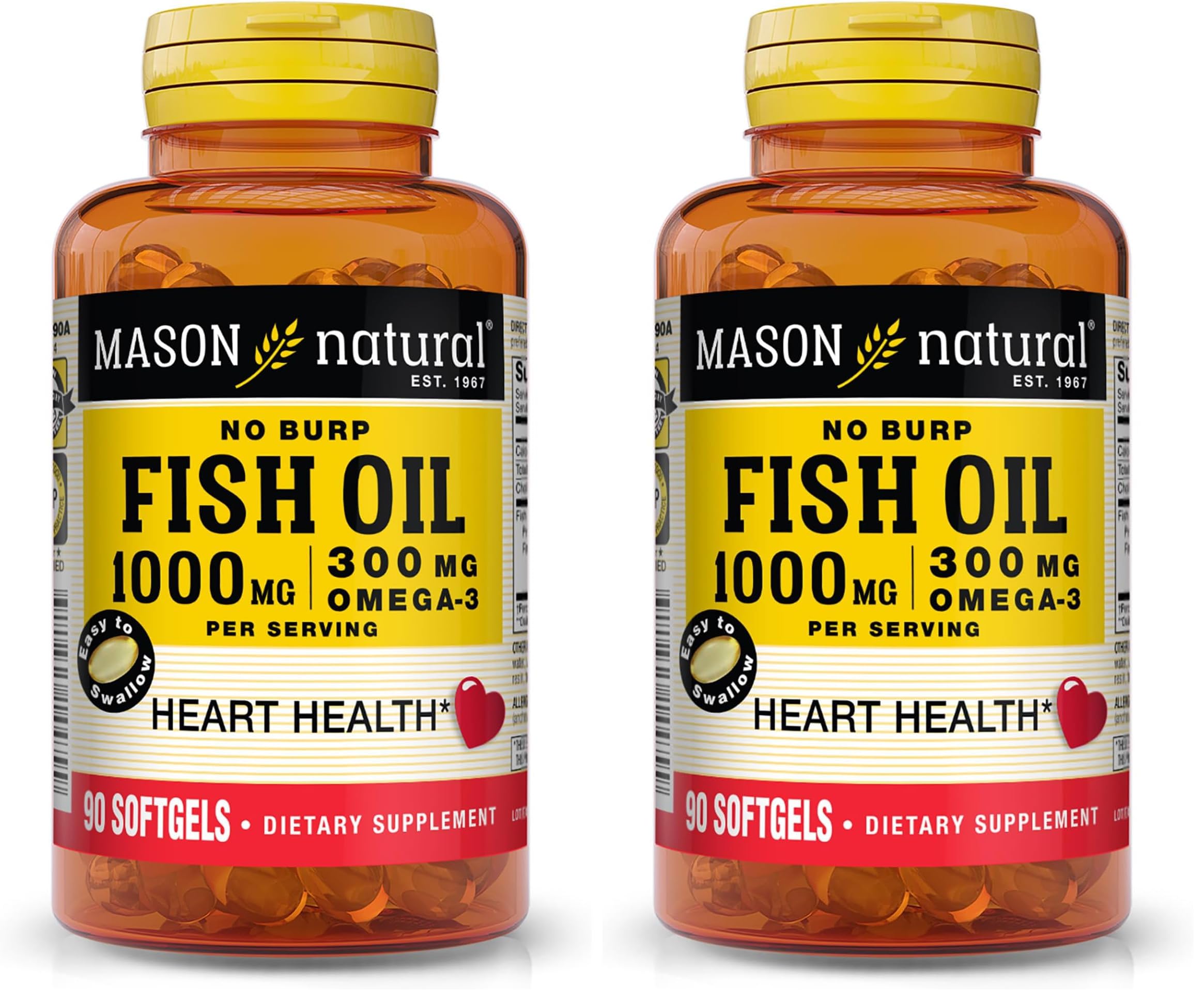 Mason Natural Omega-3 bottle with softgels for potential joint support.