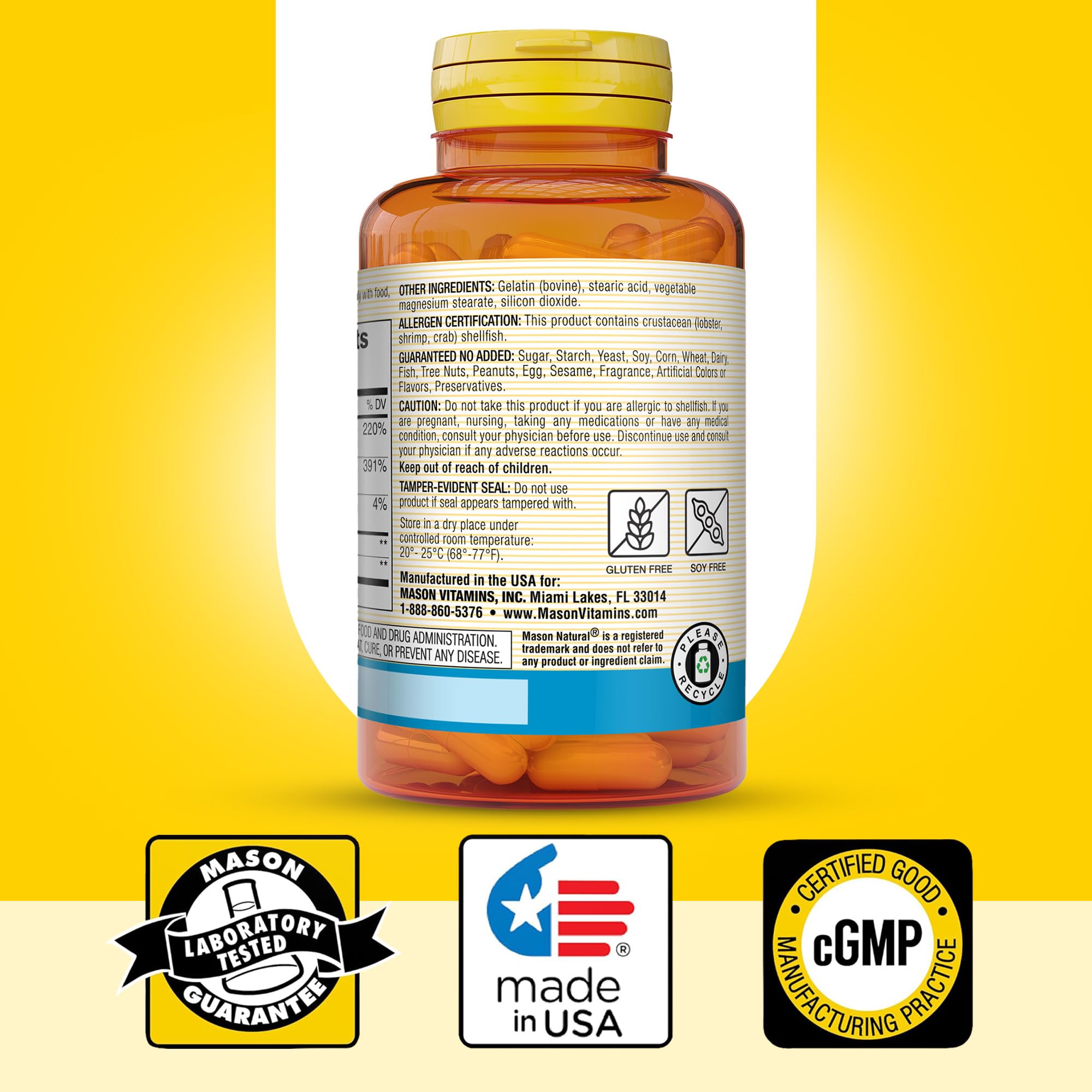 Mason Natural supplement packaging displayed on a store shelf