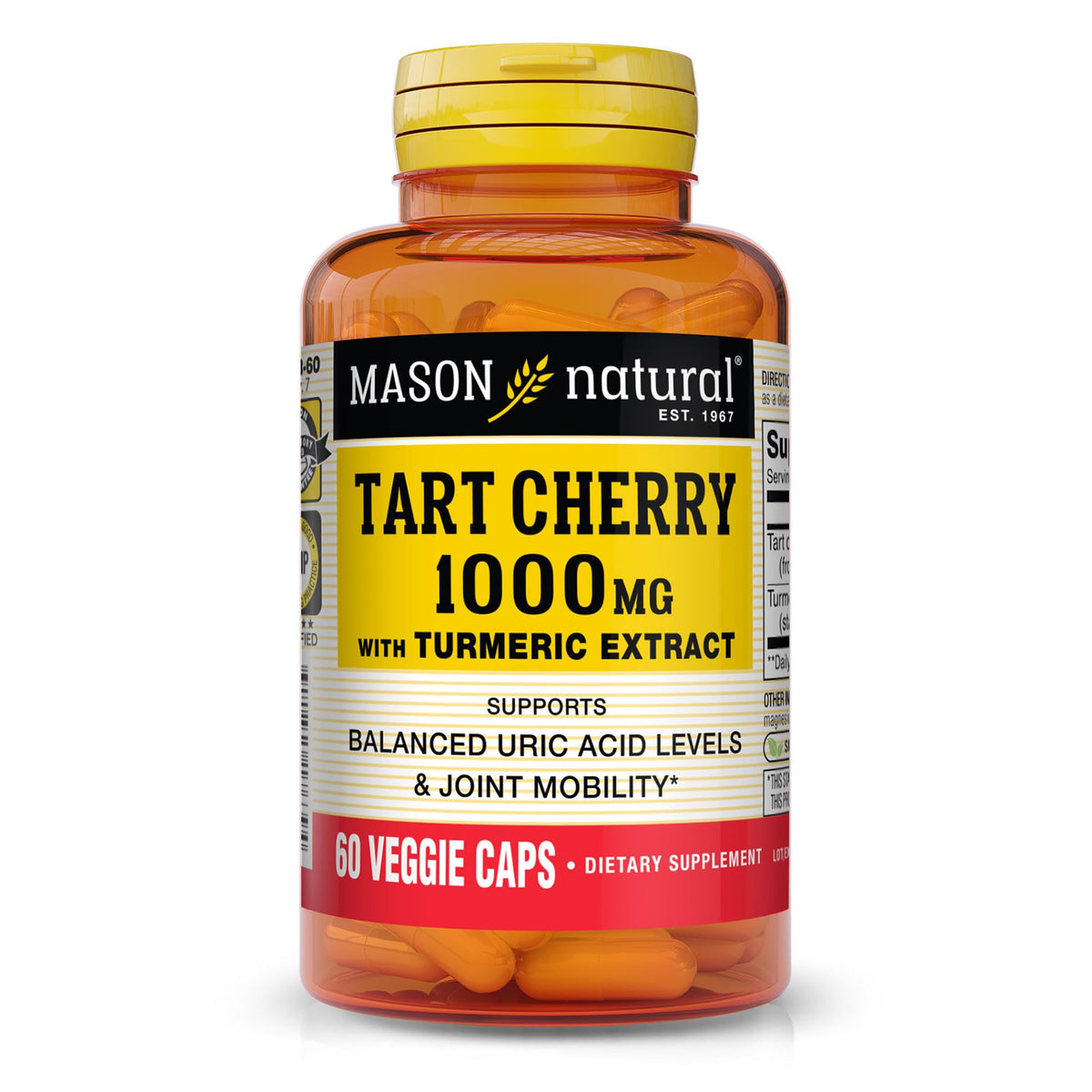Mason Natural Tart Cherry Turmeric 1000 mg bottle front supports daily joint care