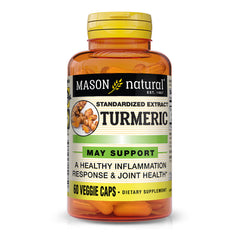 Mason Natural Turmeric 500 mg bottle front highlighting high-potency 95% curcuminoids for daily wellness.
