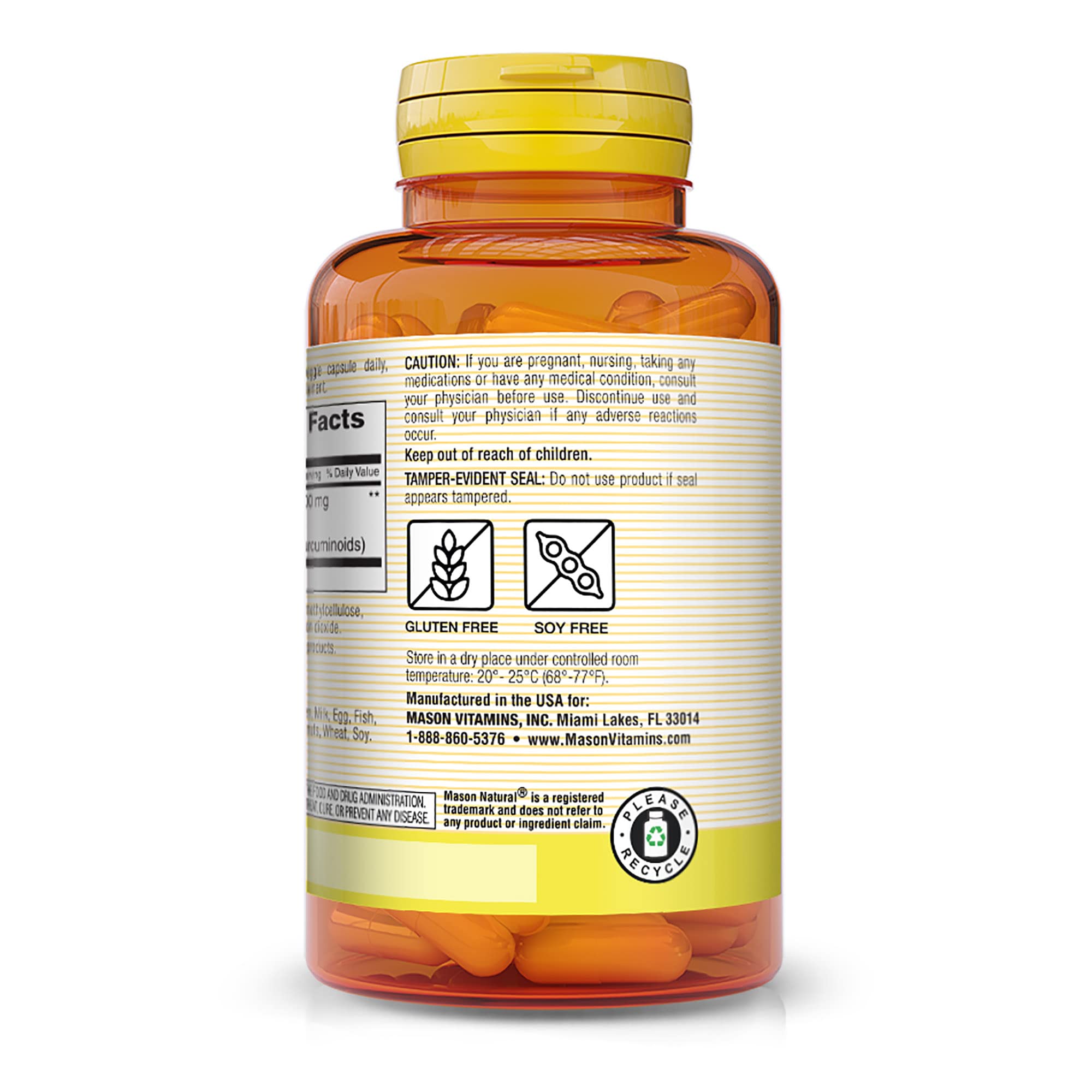 Two Mason Natural Turmeric 500 mg bottles ready for daily use.