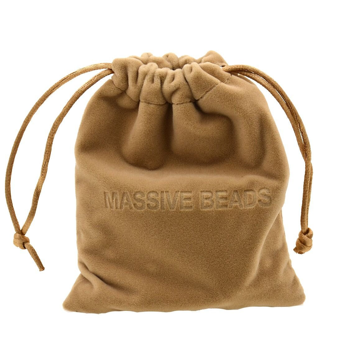 MASSIVE BEADS gray velvet pouch packaging enhances gifting presentation