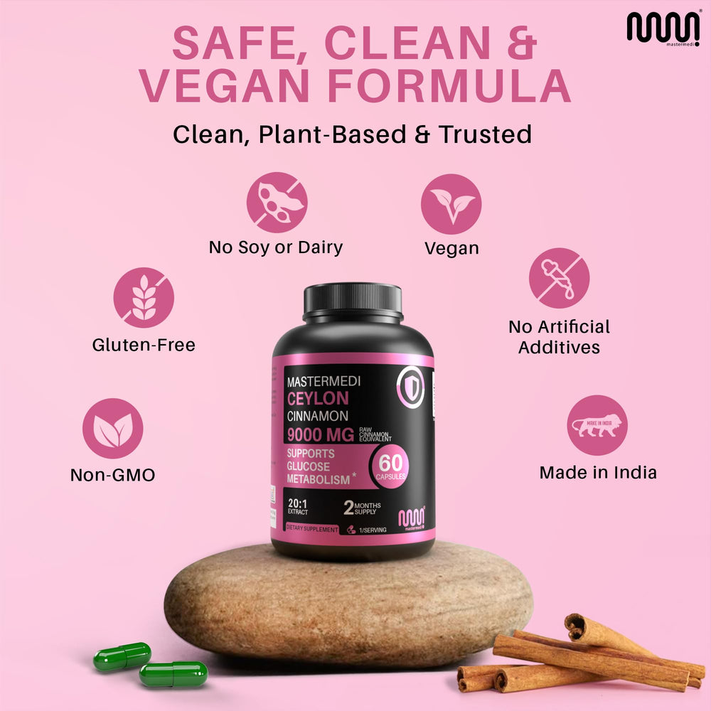 MasterMedi Cinnamon capsules being poured evoke effortless daily health rituals