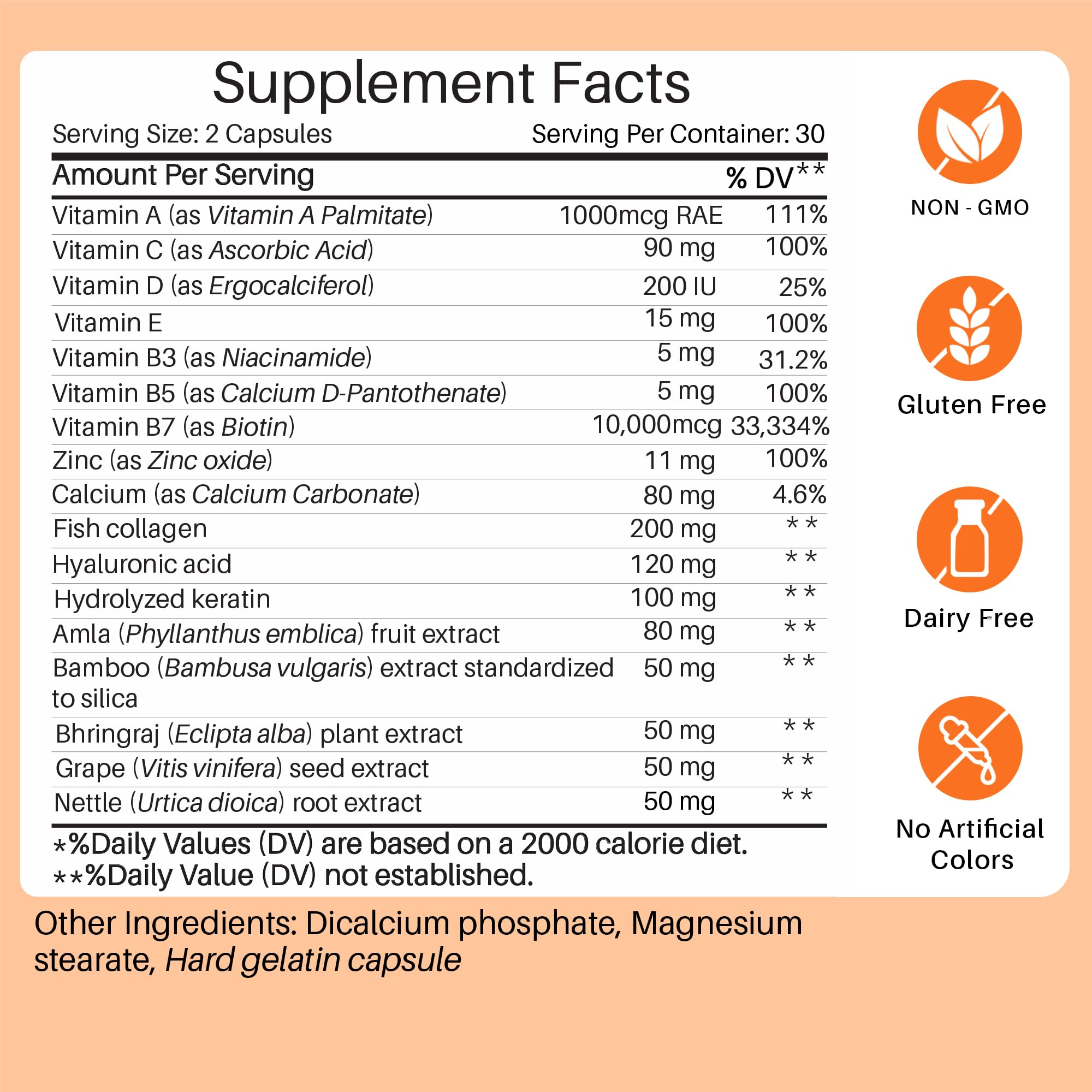 MasterMedi collagen-keratin-hyaluronic bottle image highlights skin elasticity.