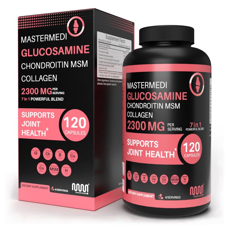 Mastermedi glucosamine chondroitin msm capsules bottle front supports everyday joint mobility