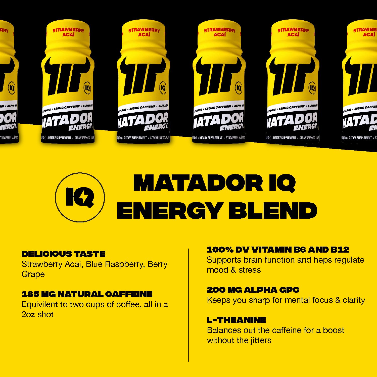MATADOR energy shots arranged for travel and daily productivity
