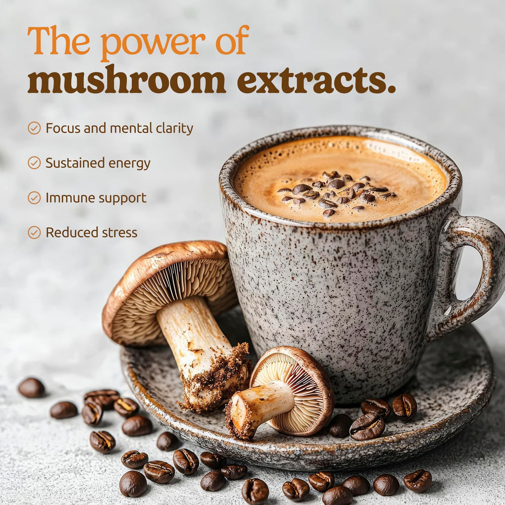 MATCHA DNA on-the-go mushroom coffee packets for quick hot drinks