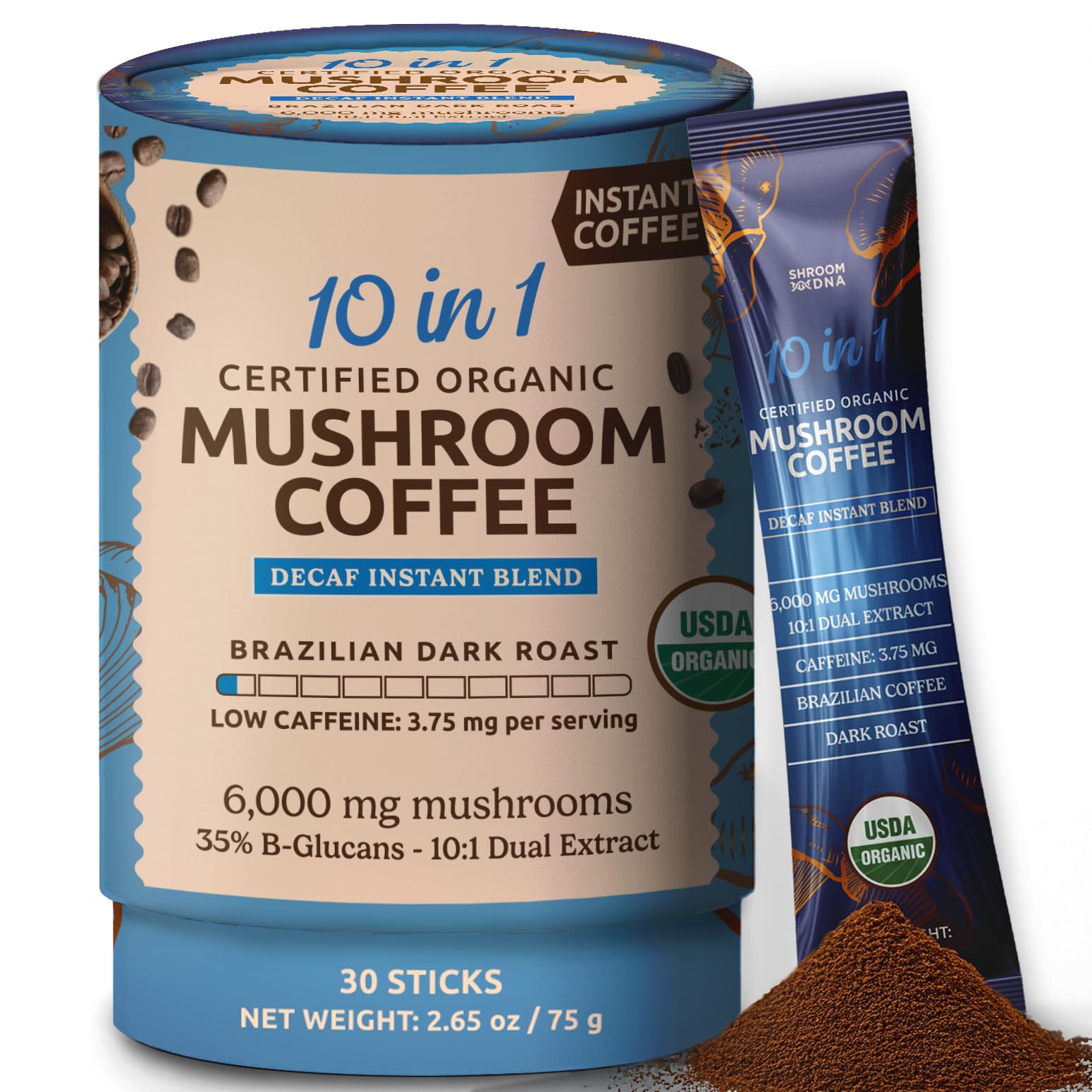 MATCHA DNA ten-in-one mushroom coffee cup with creamy Brazilian dark roast energy