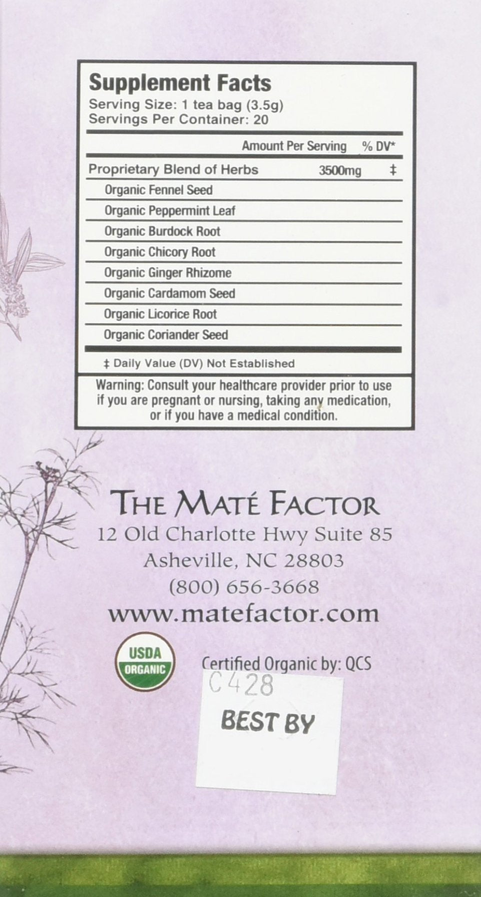 Mate Factor herbal blend steam rising, relaxing ritual after meals for digestion.