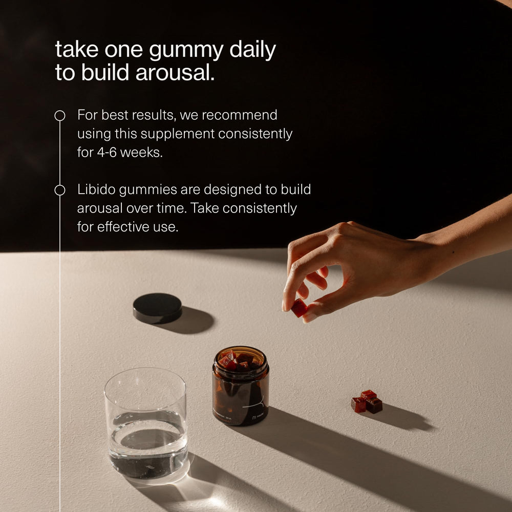 Maude libido gummies in hand conveying portable daily use.