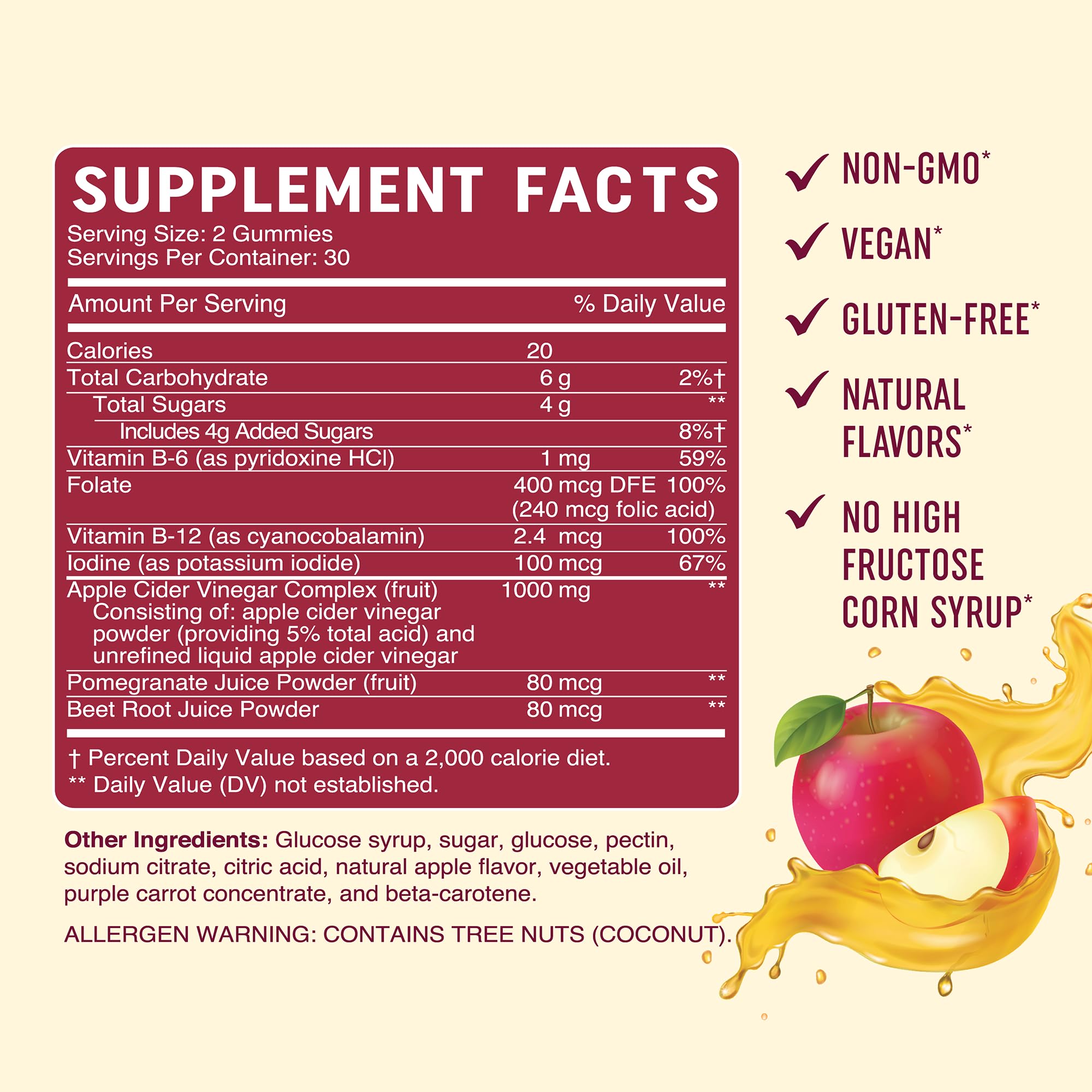 MAV NUTRITION ACV Gummies vitamin icons emphasize B6 B12 and folate