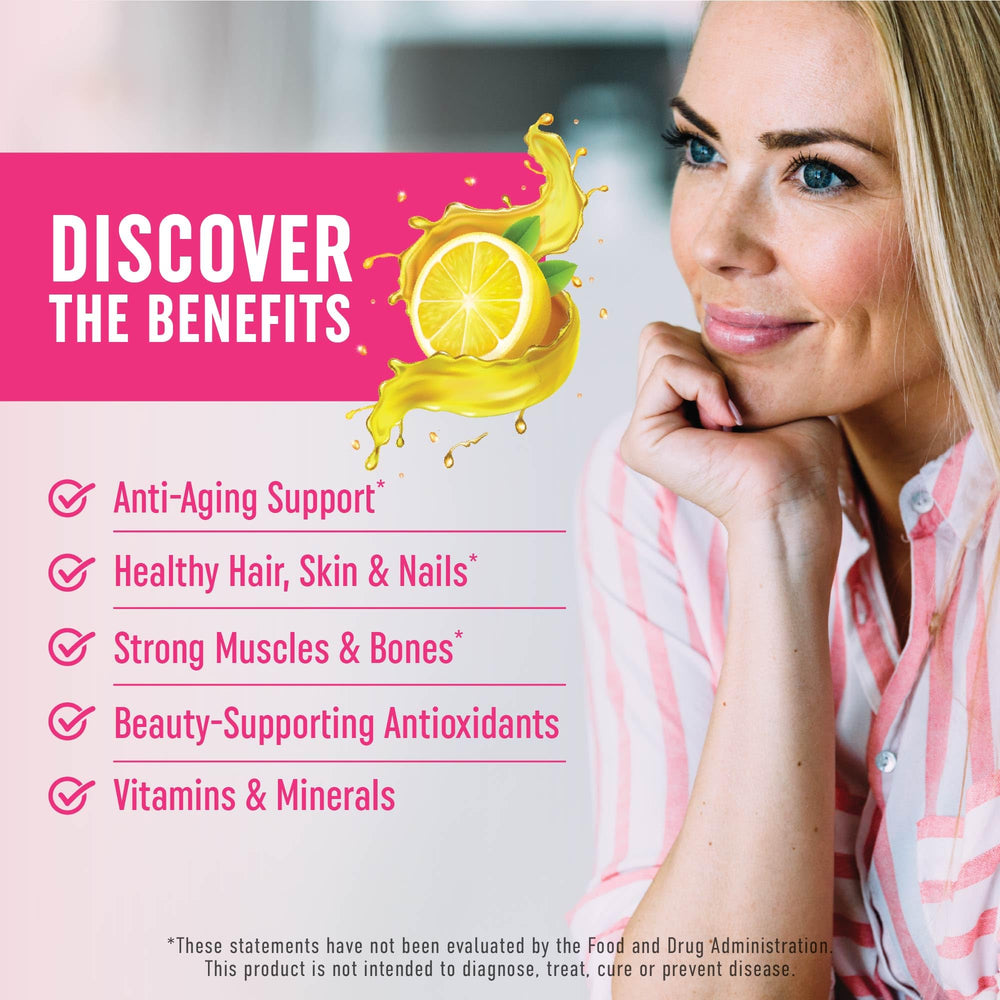 Close-up of MAV Nutrition Collagen Gummies for Women showing texture, skin-friendly snack