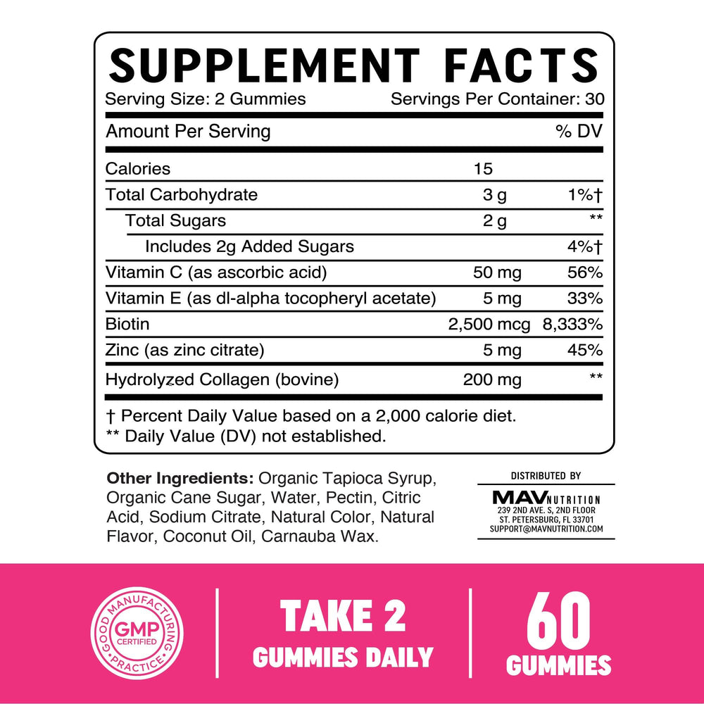 MAV Nutrition Collagen Gummies for Women beside water, ideal for morning routine