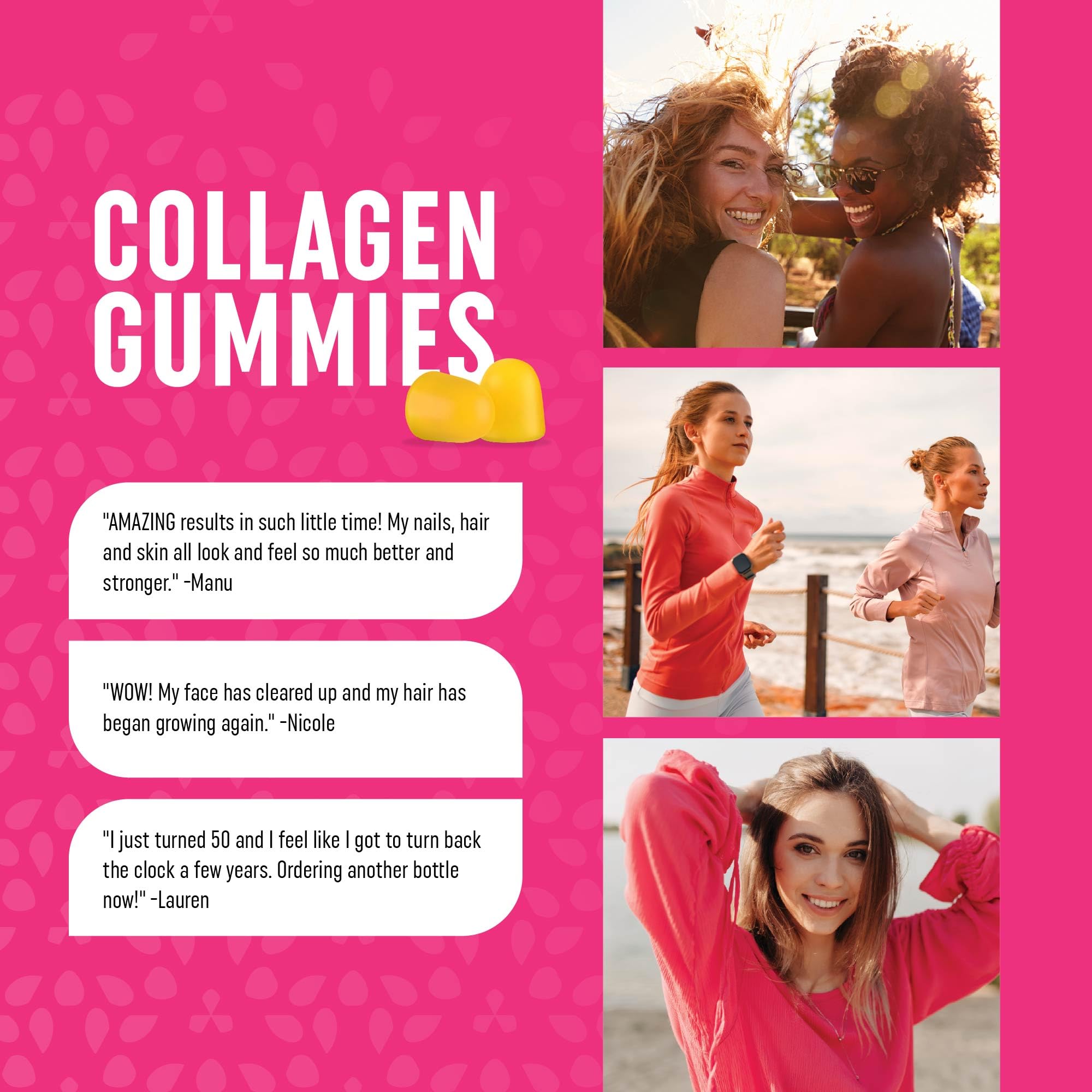 MAV Nutrition Collagen Gummies for Women close-up, non-GMO formula emphasizing trusted ingredients