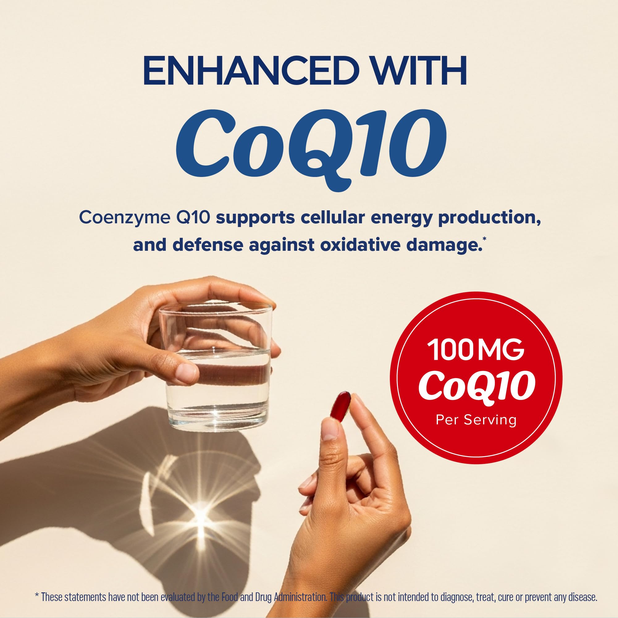 MAV Nutrition Omega3 CoQ10 softgels close-up for easy swallowing