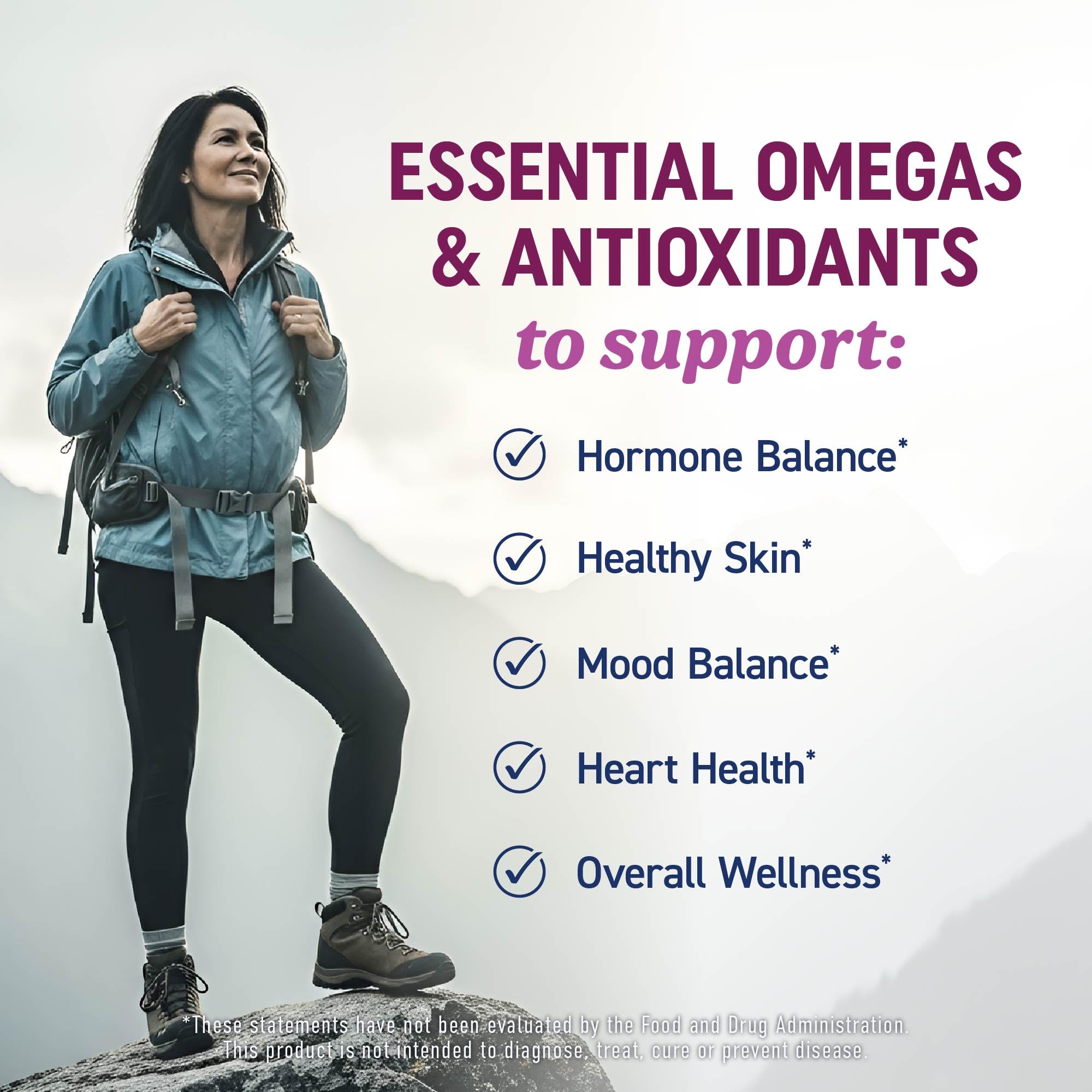 MAV NUTRITION Omega3 women's DHA EPA 600mg softgels support healthy skin.