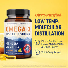 MAV Nutrition sustainably sourced label emphasizes eco-friendly omega-3 origins.