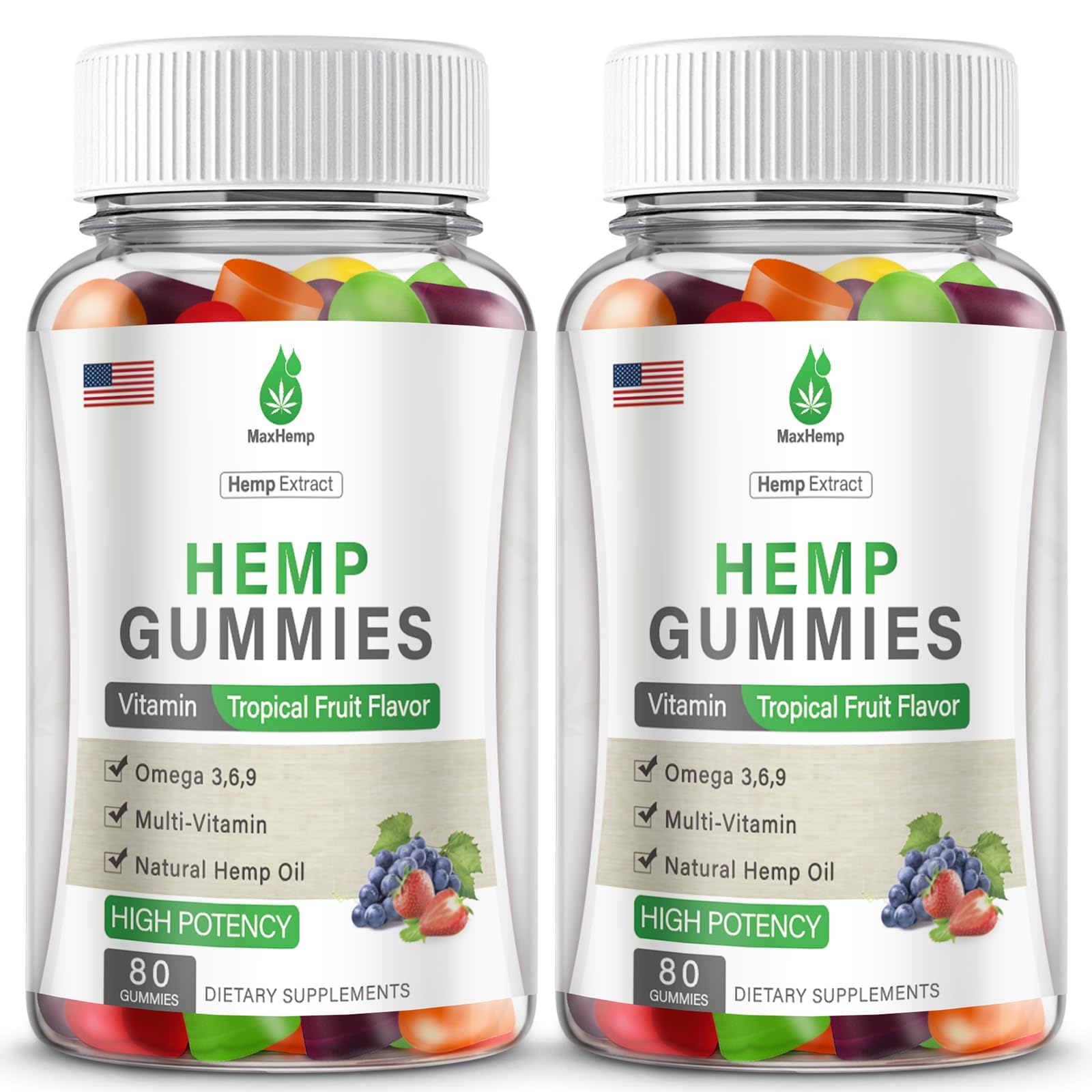 MaxHemp 2-pack hemp gummies pack shot for daily relaxation support