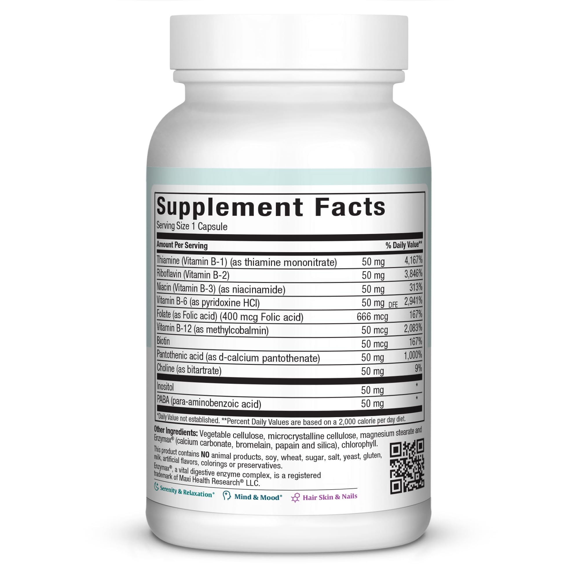 Maxi Health B-50 capsules image, convenient daily complex for metabolism and focus.
