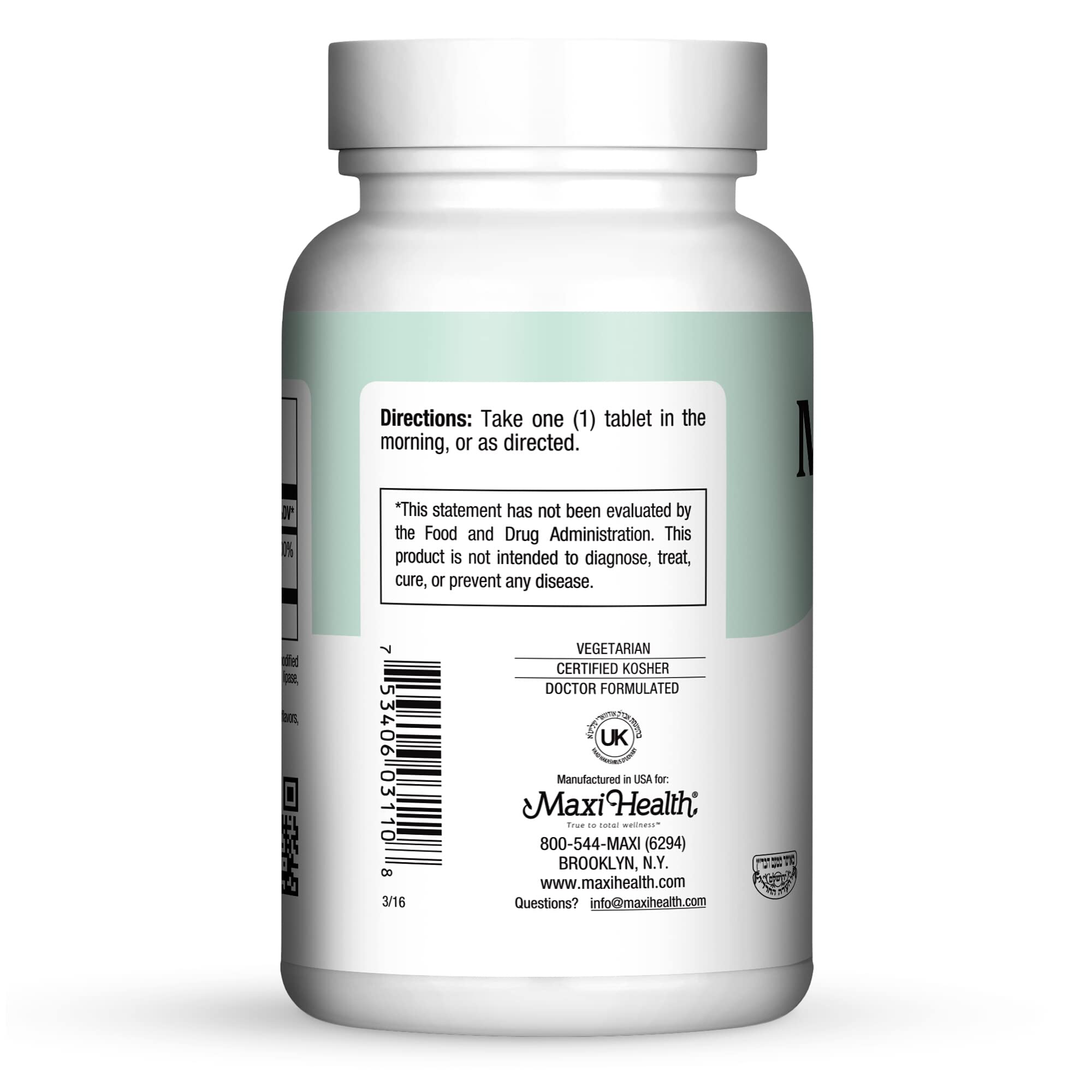 Maxi Health B-6 tablets pack displays dosage information and usage benefits.