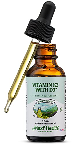 Maxi Health D3 K2 drops for daily use and easy dosing.