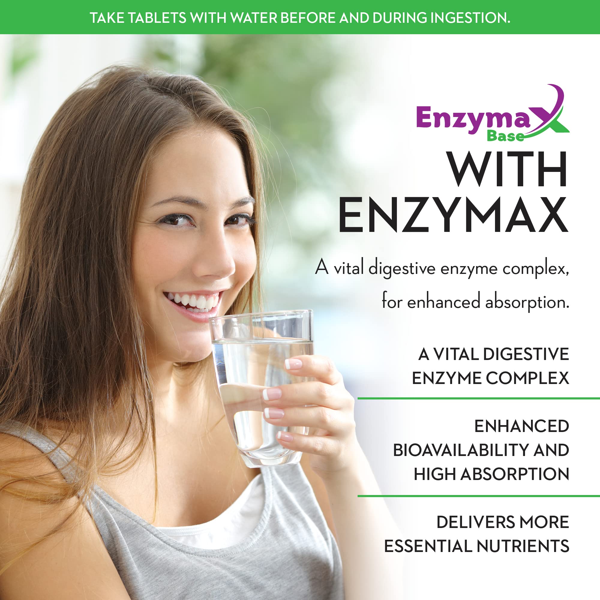 Maxi Health Enzymax digestive enzymes bottle to aid digestion and nutrient uptake
