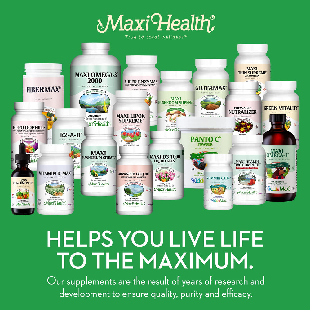 Maxi Health family-friendly packaging demonstrating suitability for adults and kids