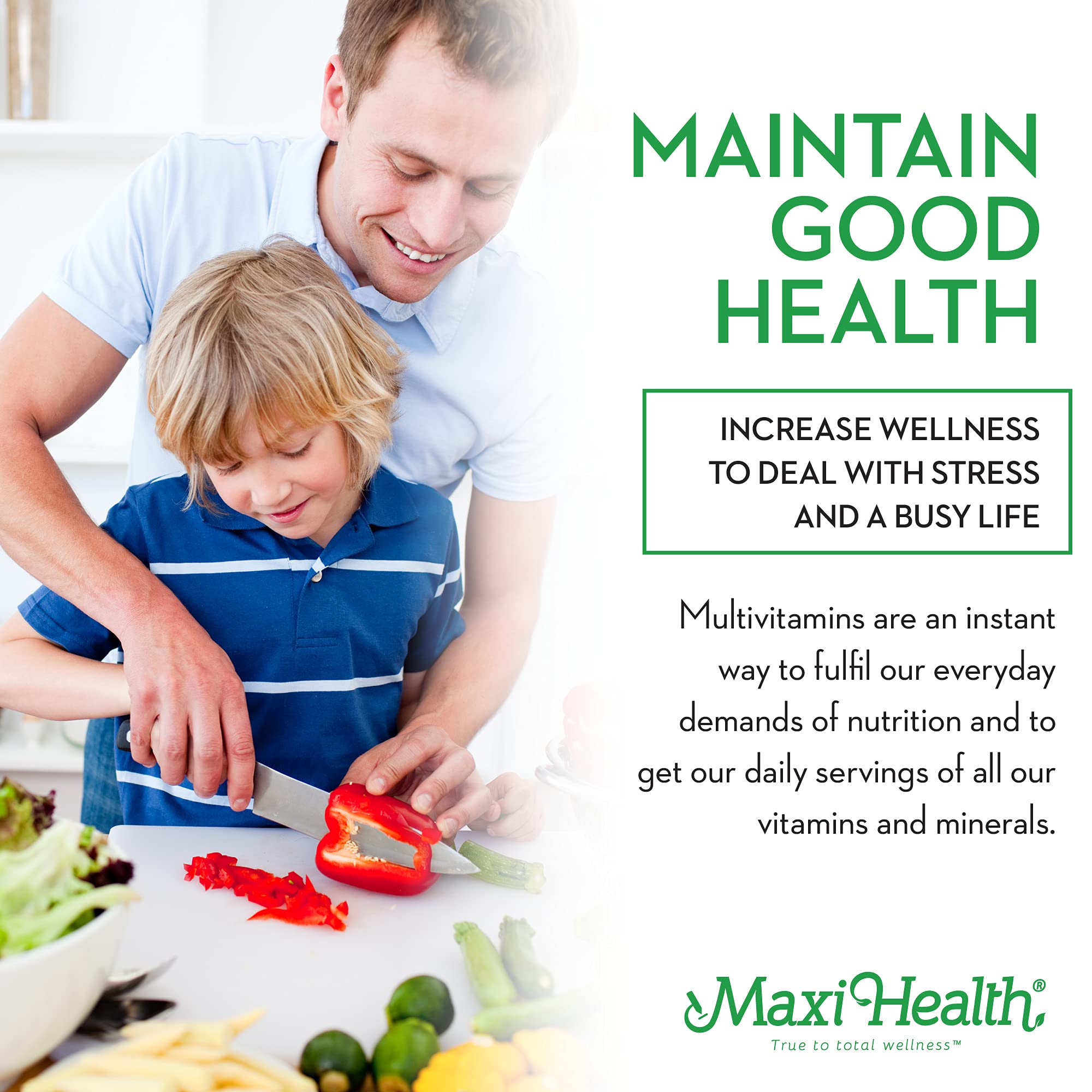 Maxi Health iron-enriched multivitamin nutrition facts underline essential mineral support