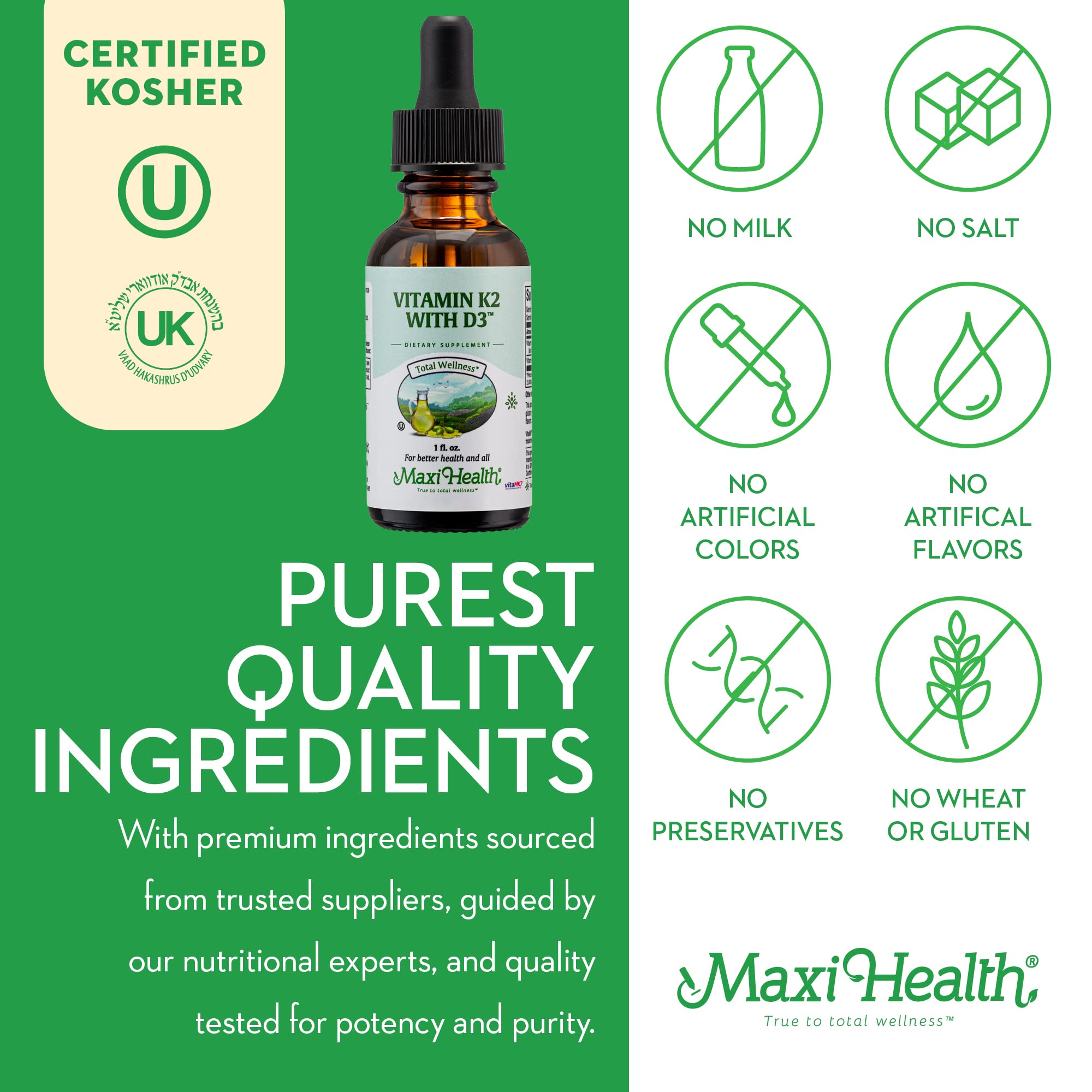Maxi Health kid-friendly D3 K2 drops for picky eaters.