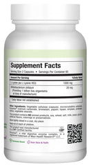 Close-up of Maxi Health Lysine Complex capsules showing texture and size for easy swallowing.