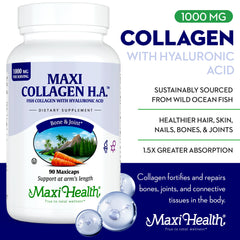 Maxi Health capsules inside bottle showing easy-to-swallow design