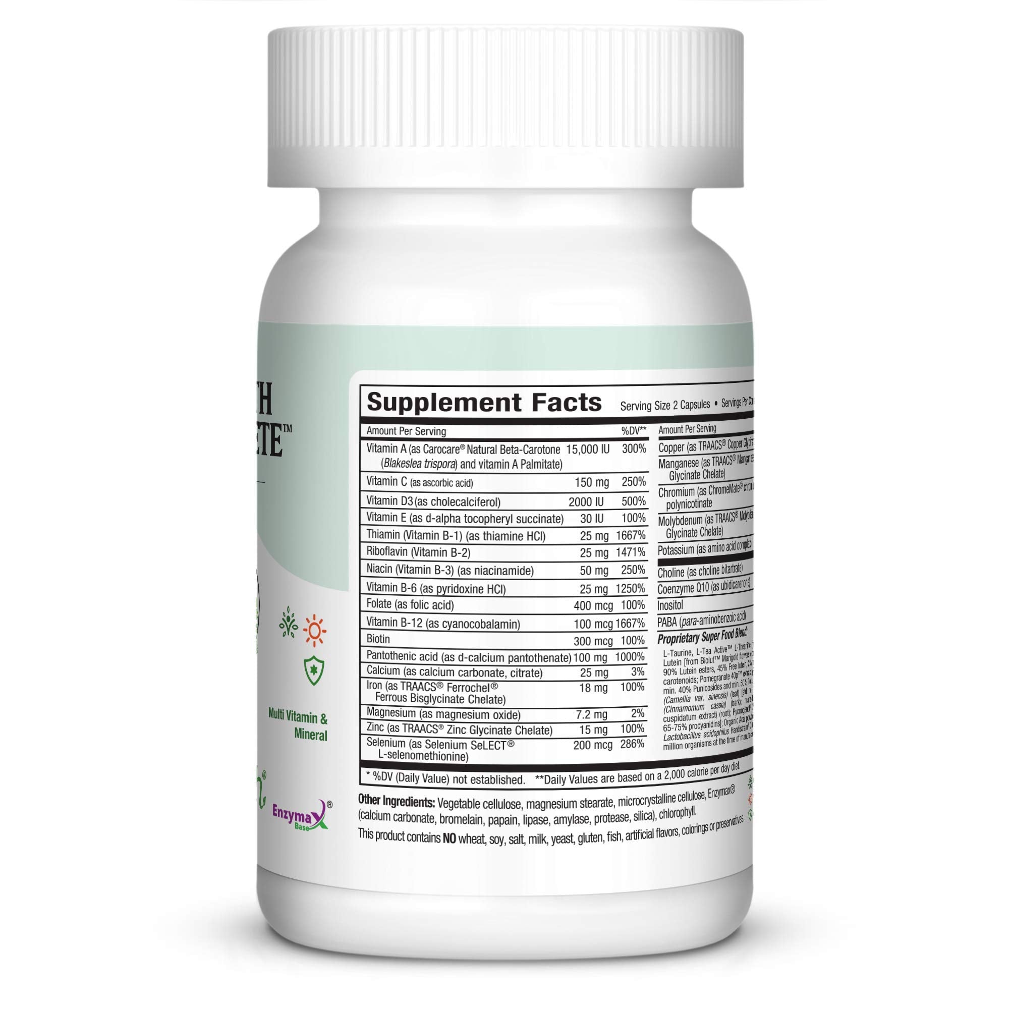 Maxi Health multivitamin capsules close-up for daily energy and balance.
