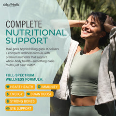 Maxi Health Multivitamin label featuring probiotic blend for digestive support.