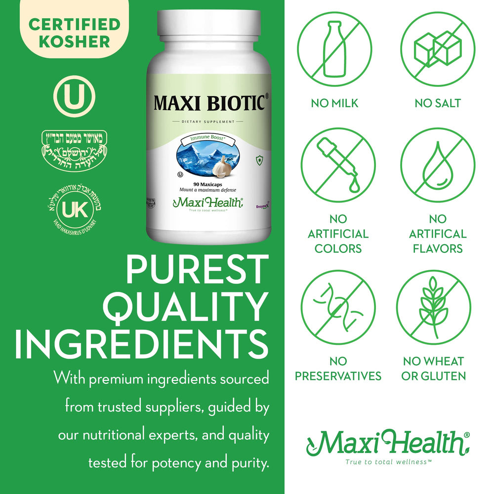 Maxi Health non-GMO gluten-free dairy-free kosher label on packaging