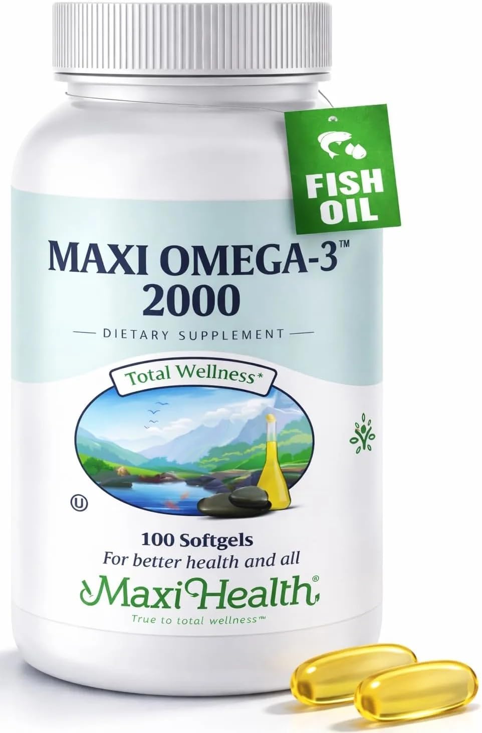 Maxi Health Omega 3 2000mg bottle, ready for daily wellness