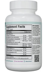 Maxi Health Stress B Complex bottle close-up shows bioactive methylated B vitamins.