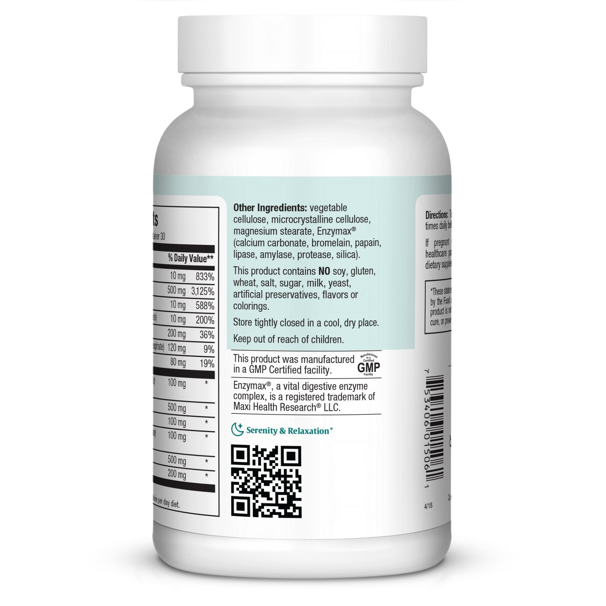 Maxi Health Stress Relief label highlighting non-addictive mood support