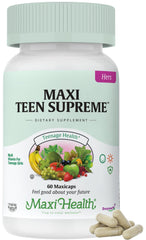 Maxi Health teen multivitamin bottle supports daily nutrition for growing teens