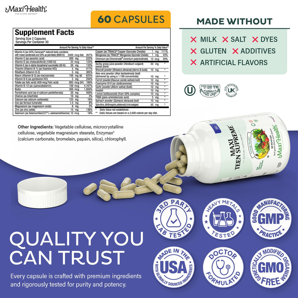 Maxi Health Teen Vitamins in sports setting implying athletic support