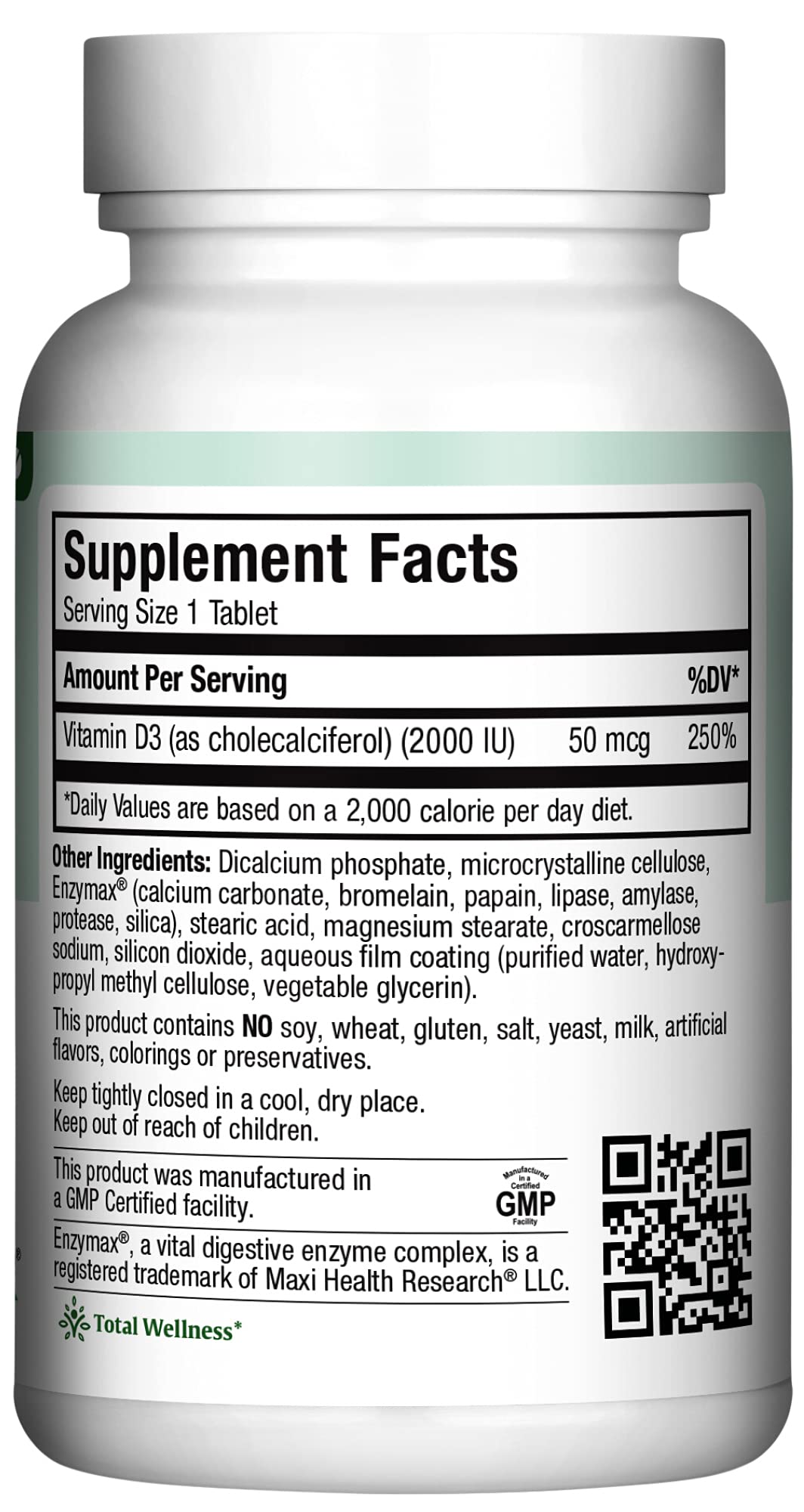 Maxi Health Vitamin D3 2000IU bottle label visible for daily use