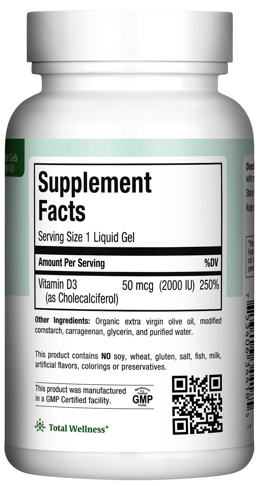 Closeup of Maxi Health Vitamin D3 2000IU tablets showing easy-to-swallow form
