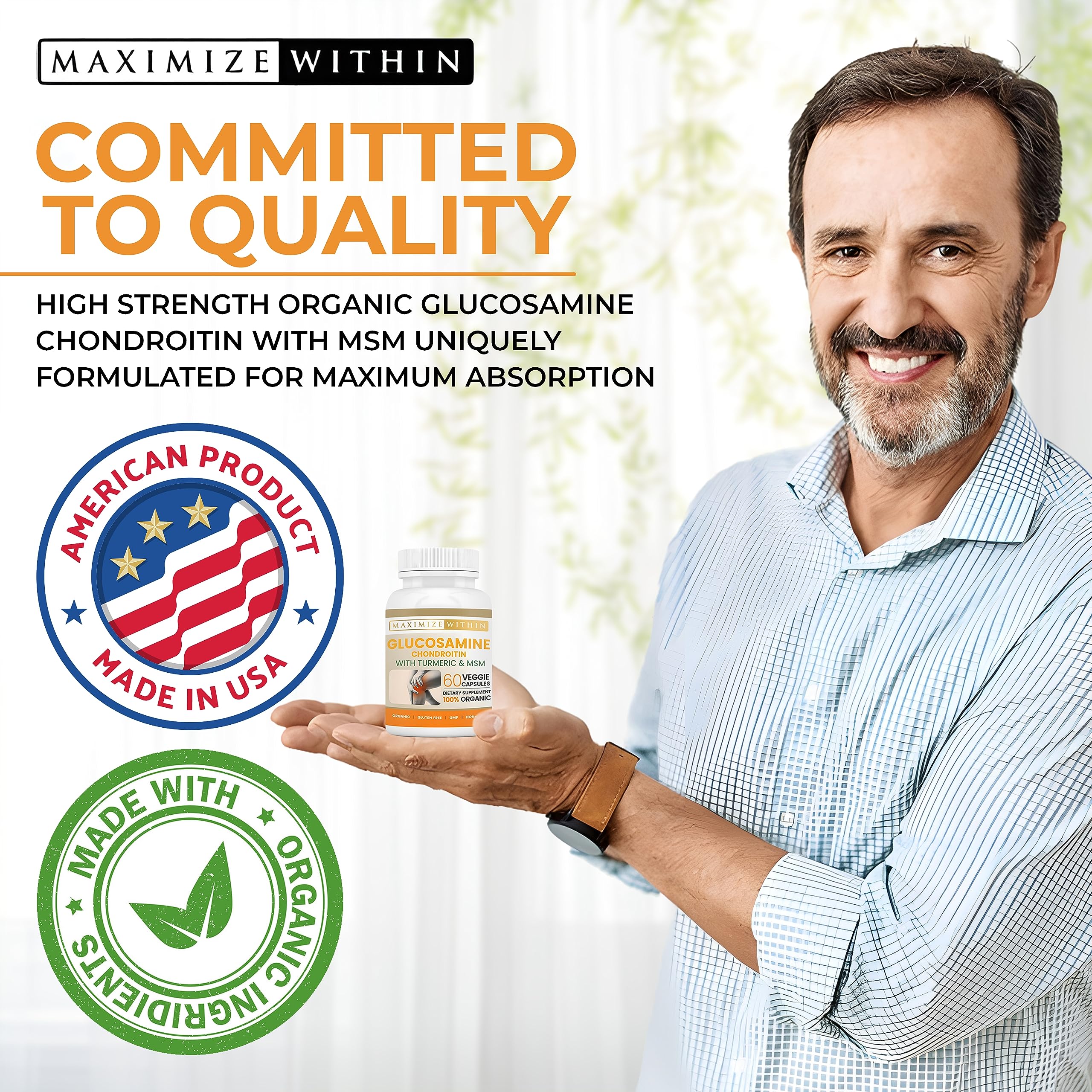 Maximize Within boswellia turmeric MSM ingredients on label for potential joint support.