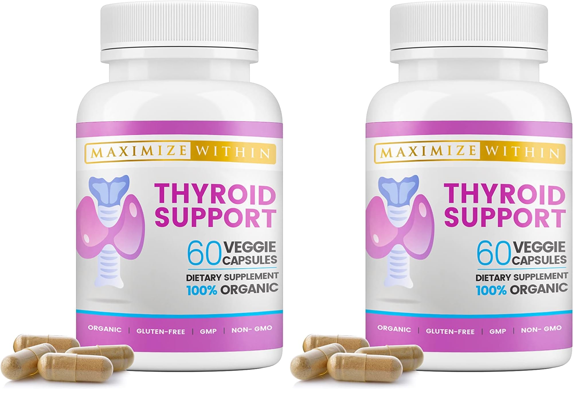 Maximize Within thyroid supplement bottle front view highlighting energy-boosting ingredients