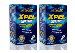 Maximum Human Performance MHP Xpel bottle front highlights the diuretic formula for potential water balance