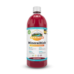Maximum Living MineralRich bottle on counter showing sugar-free mineral support for daily wellness
