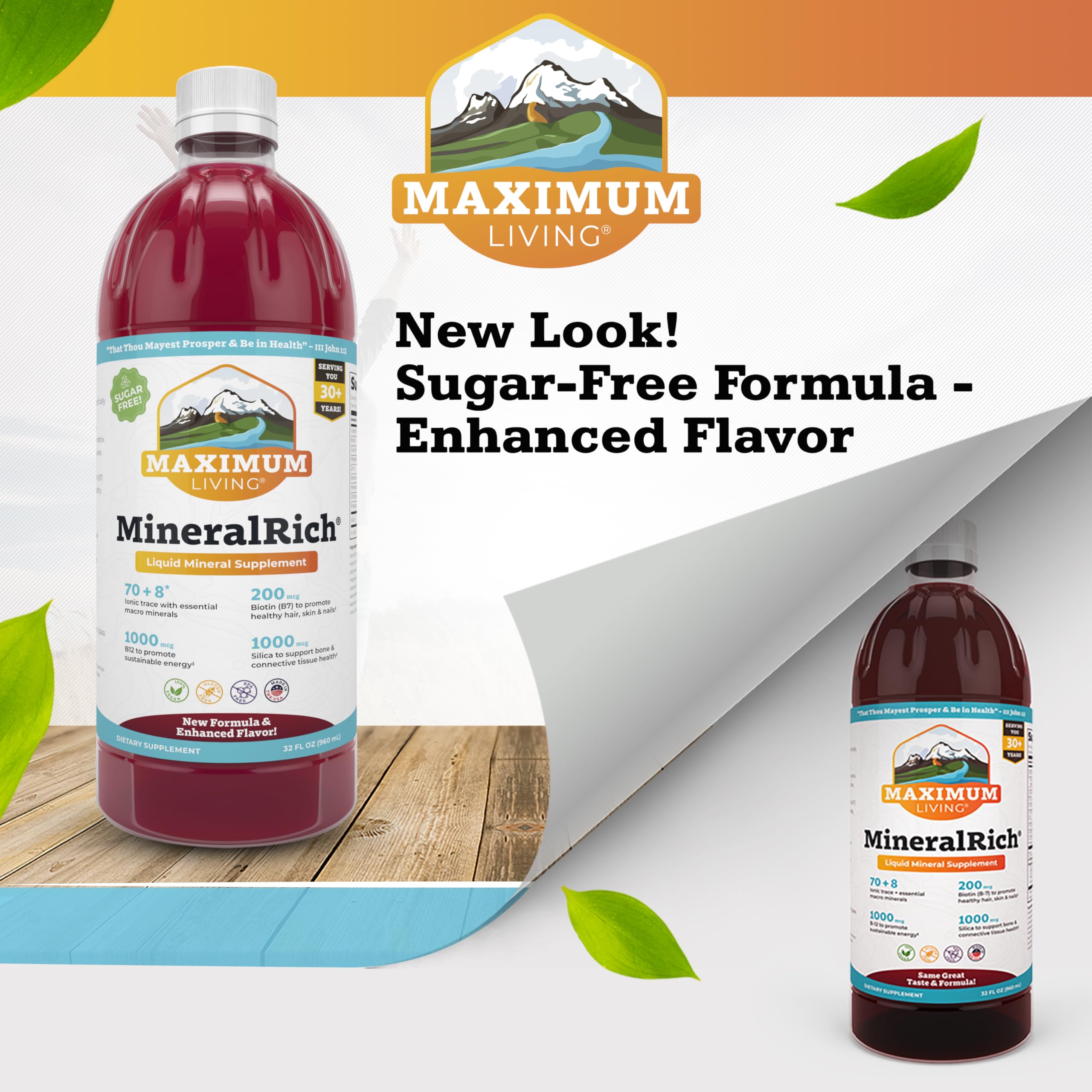 Maximum Living MineralRich pour demonstrating easy dispensing for quick mineral intake