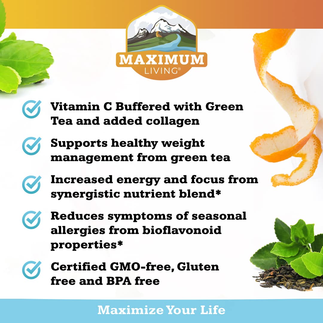 Maximum Living Solu-C bioflavonoids graphic — citrus and grape seed polyphenols for antioxidant support.