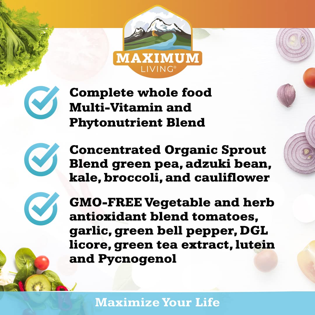 Maximum Living Vita-Sprout pour angle emphasizing convenient dosing for everyday use